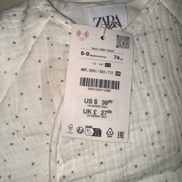 Zara Cream Footed Baby One Piece - Picture 2 of 5